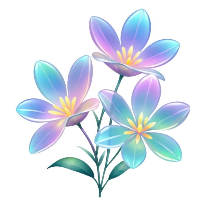 Pastel iridescent transparent luminescent aesthetic flowers sticker