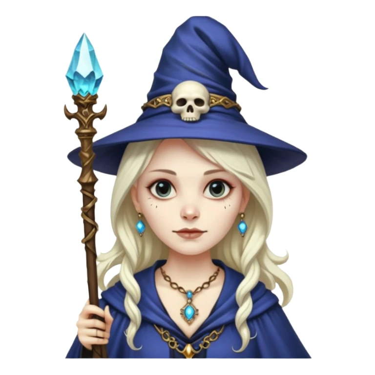 wizard lady skull sticker