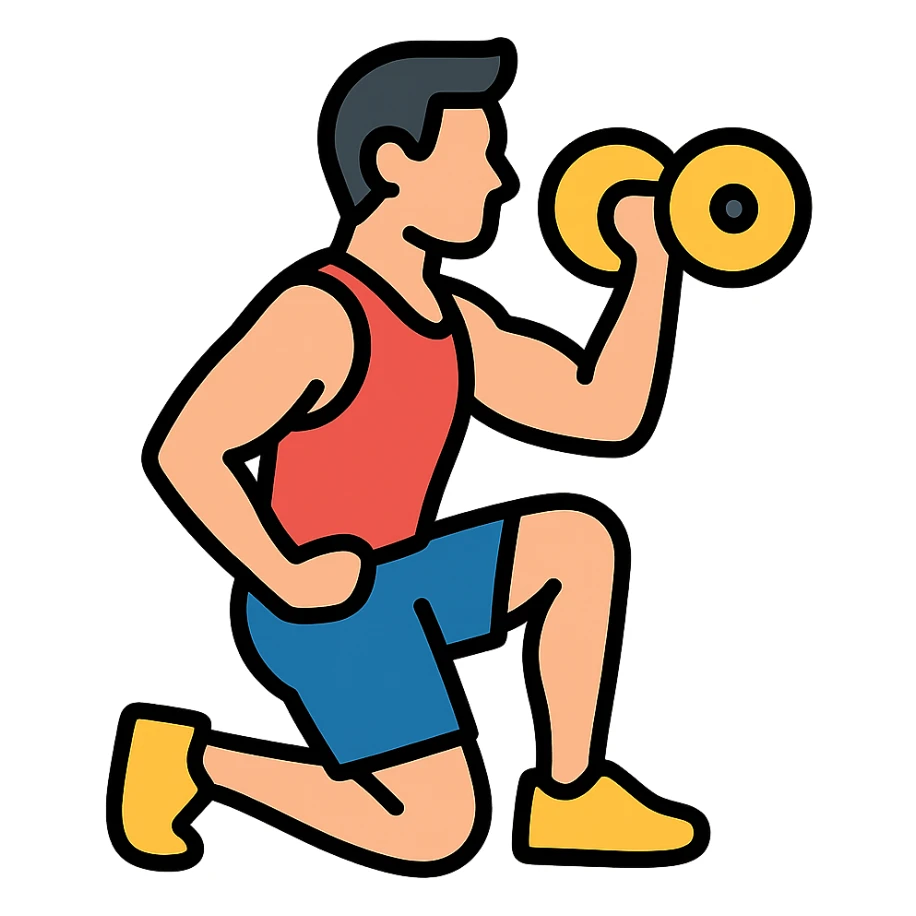 one man doing an intense gym exercise, modern and easy to understand, icon style sticker