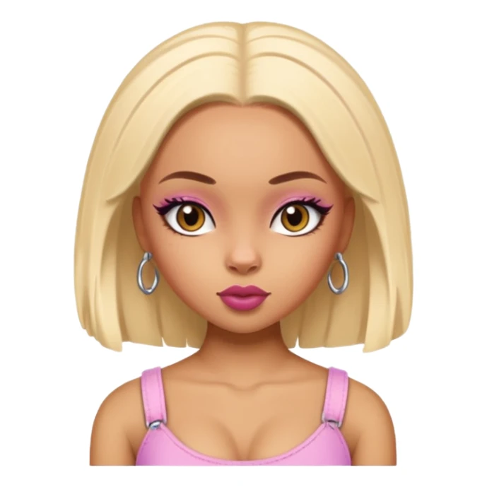 doja cat as pretty bratz baddie with shaved hair sticker