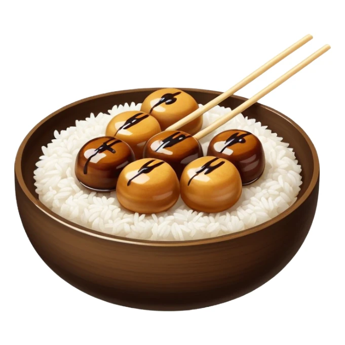 Just Mitarashi dango with shiny soy sauce glaze drizzled over white rice sticker