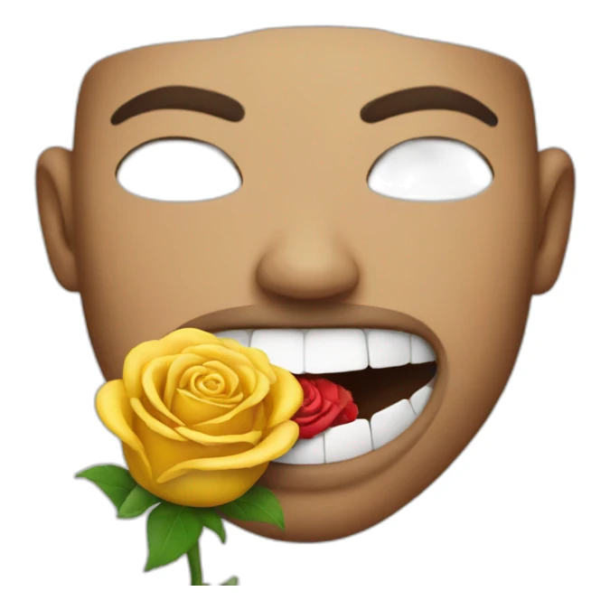man biting rose in his mouth sticker