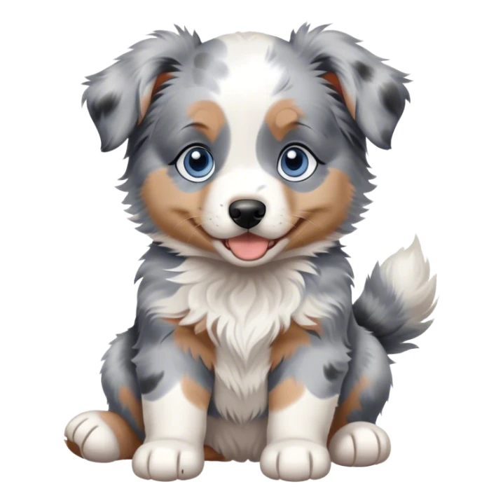 blue merle australian-shepherd blue eyes puppy happy sticker