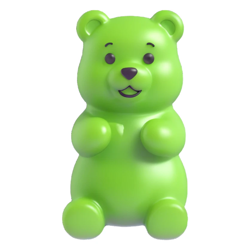 green gummy bear, 3D style, highly detailed, soft lighting, transparent background sticker