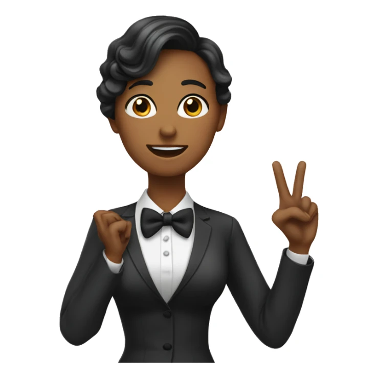 Women saying bow tie in asl sticker