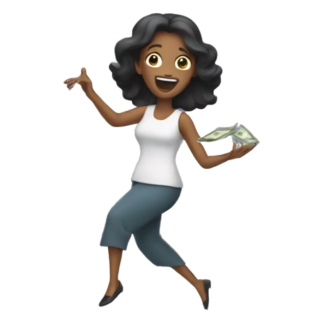 A woman throwing money sticker