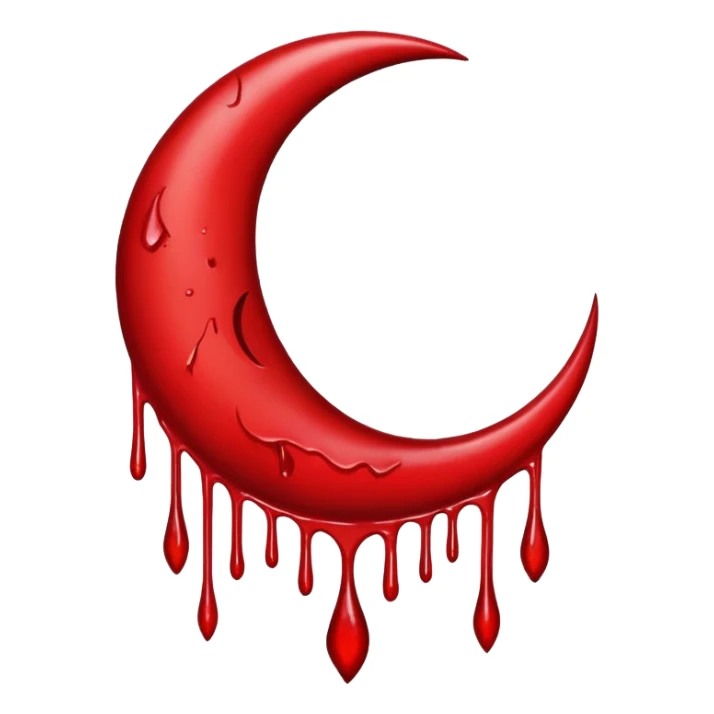  crescent moon with blood dripping from it red sticker