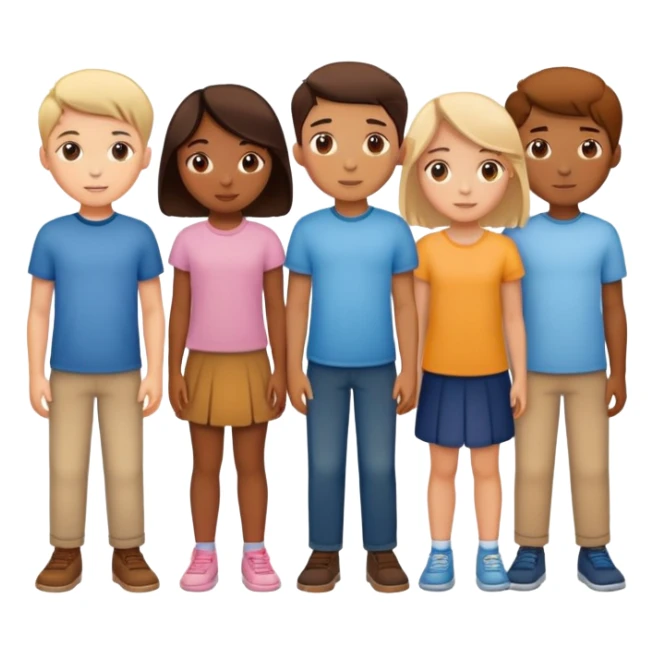 Seven boys and three girls standing together as a group sticker