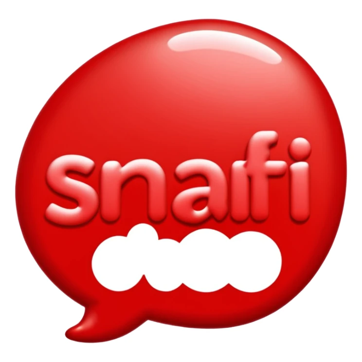 the word SNAFI in bold red bubble letters, red text bubble font, with a slight 3D effect sticker