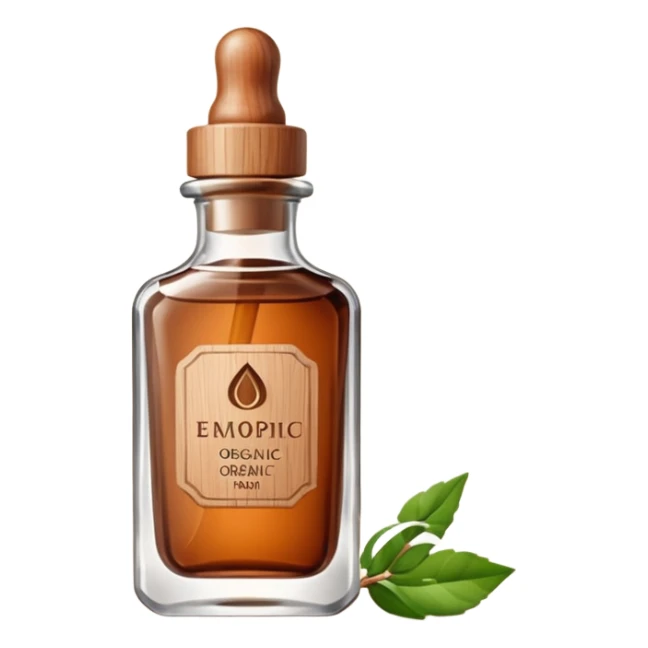 Organic cosmetic in a cristal brown bottle sticker