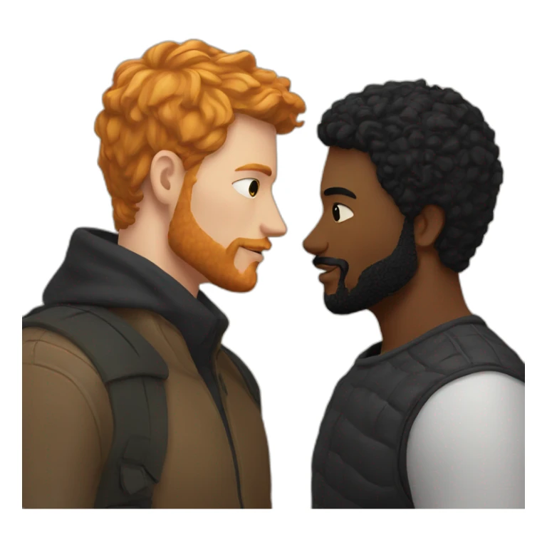 White Man with black hair and ginger beard kissing white man with black hair sticker