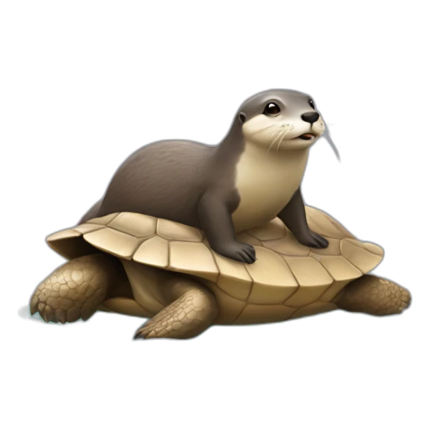 Une loutre sur une tortue sticker