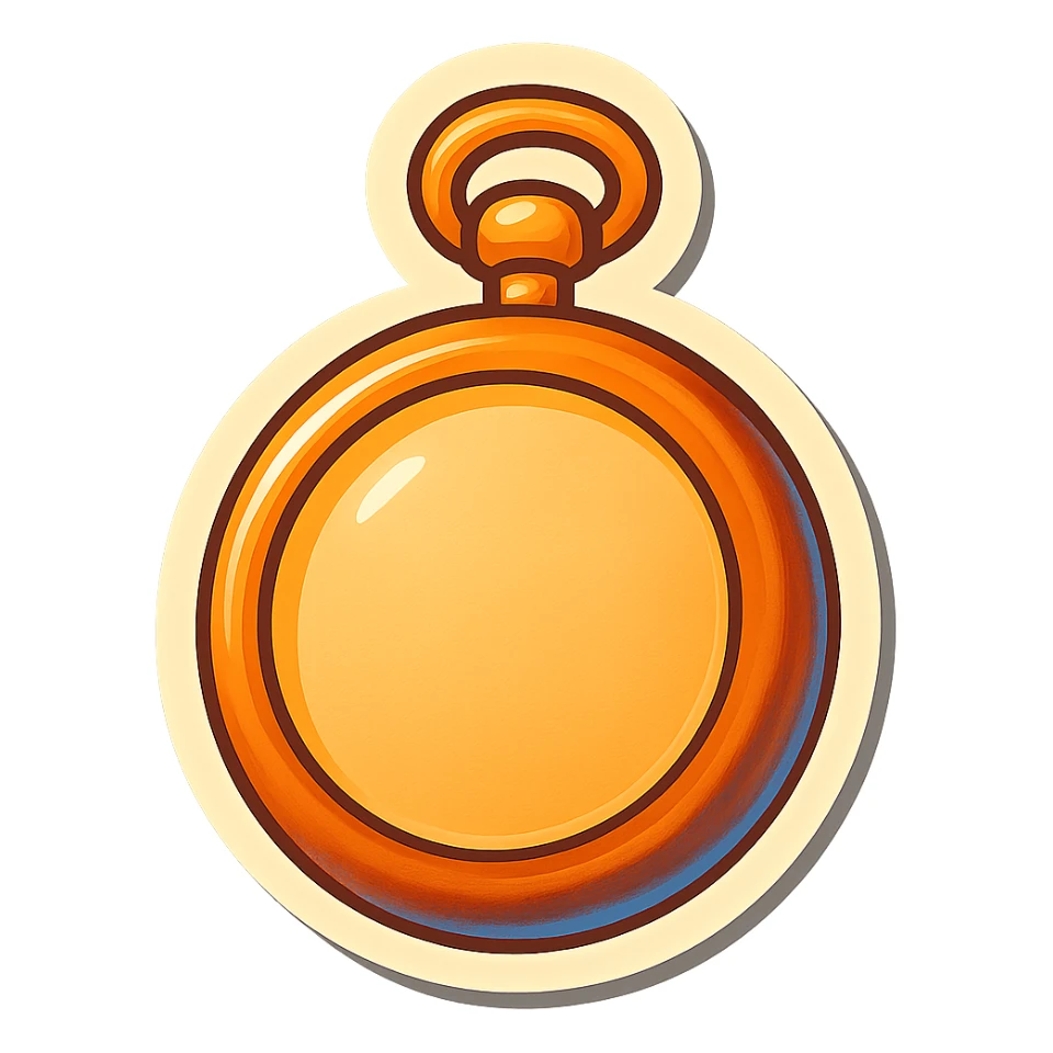 vintage pocket watch, blank face, no hands or numbers, retro sticker style sticker