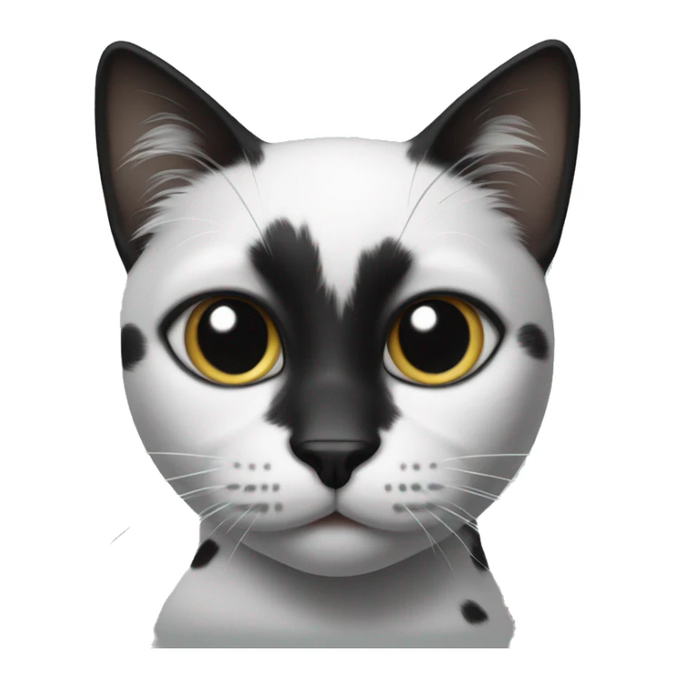 Black and white cat, black dots on left and right ears and only one eye  sticker