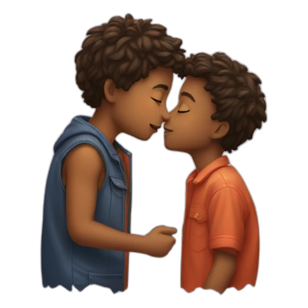 Kiss of two boy sticker