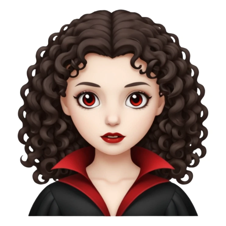vampire brunette girl with curly, almost straight hair big black gril sticker