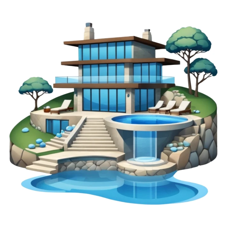 modern house on the hill, with a pool ON THE HILL sticker