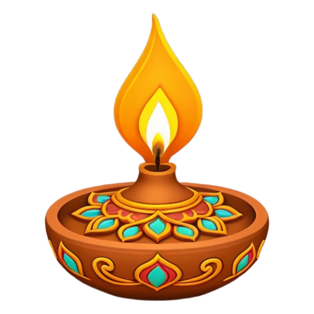 Diwali diya lamp, glowing with light, festive Indian decoration sticker