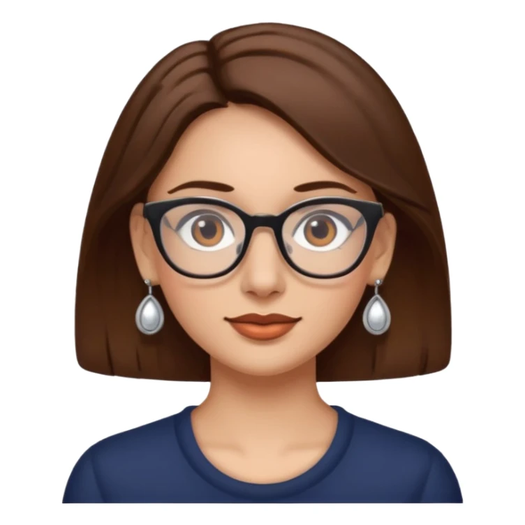 Women brown eye and brown hair with glassess and earing sticker