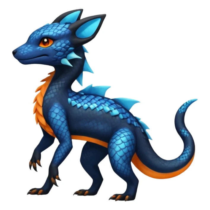 Anthropomorphic Scaley Exotic Salandit-Aurorus-Umbreon-Fakémon-hybrid-creature (full body)  sticker