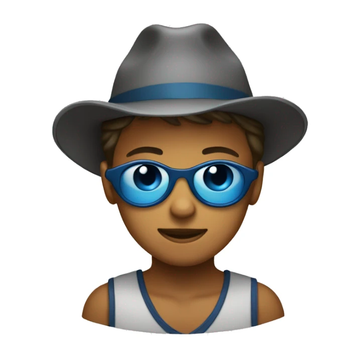playful boy in a hat blue eyeshade  sticker