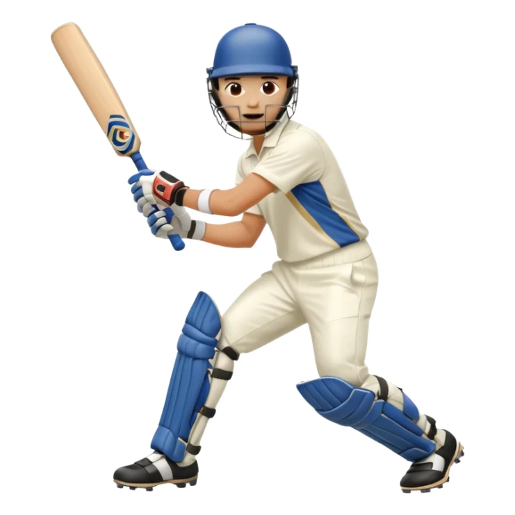 Right handed cricketer playing a front foot shot sticker