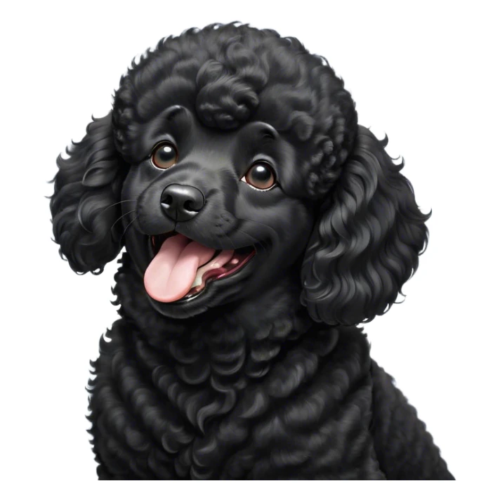 Cinematic Cute Yawning Black Poodle Portrait Emoji, Head tilted slightly with a dramatic, wide-open yawn, displaying a soft, curly jet-black Fur with a refined texture, floppy ears slightly drooping, round dark eyes barely open in drowsy contentment, Simplified yet irresistibly adorable features, highly detailed, glowing with a soft, cozy glow, high shine, relaxed yet expressive, stylized with a touch of whimsy, bright and endearing, soft glowing outline, capturing the essence of a sleepy yet affectionate companion, so drowsy it feels like it could stretch right out of the screen and curl up for a nap! sticker