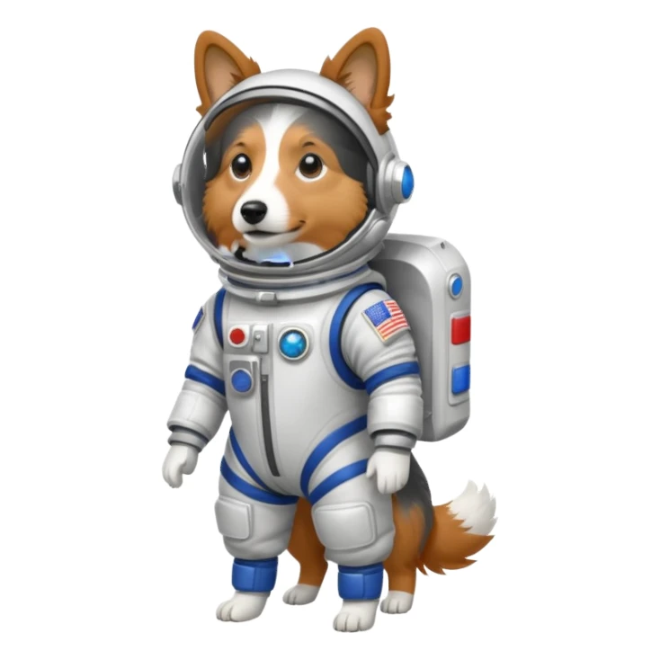realistic shetland sheepdog tricolor in a space suit without helmet sticker