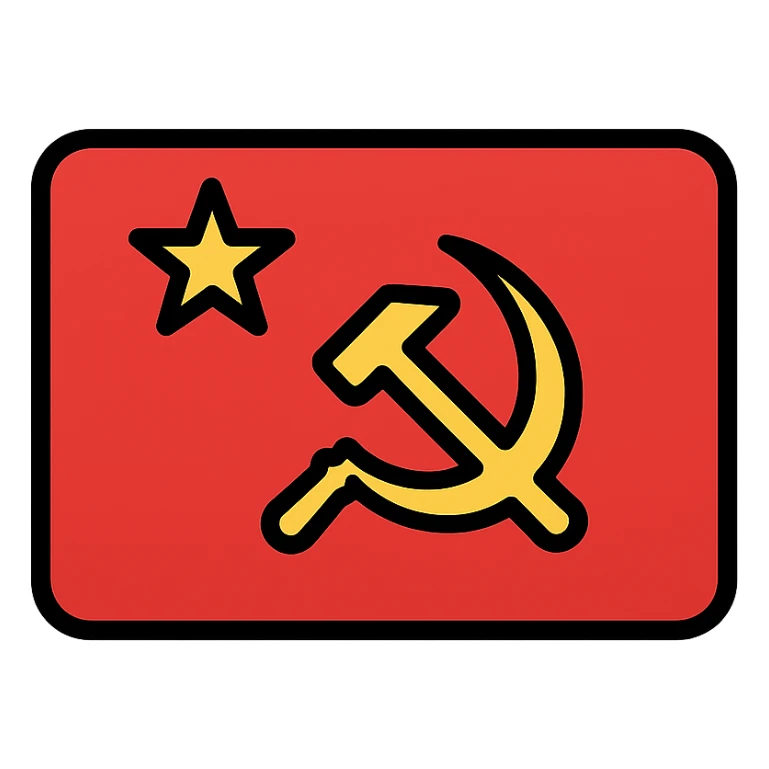 Soviet Union flag, minimalistic, flat design, red with gold hammer and sickle and star, no text sticker