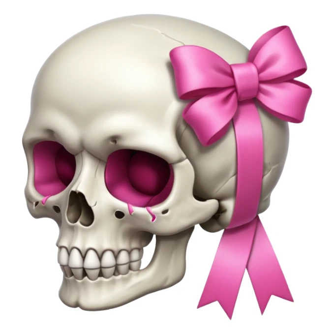 A skull with a small pink ribbon on yhrnside sticker