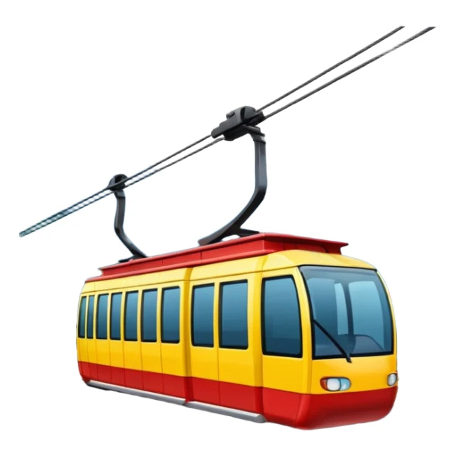 modern cable car, red and yellow cabins sticker