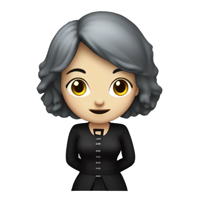 goth older girl with clothed torso showing sticker