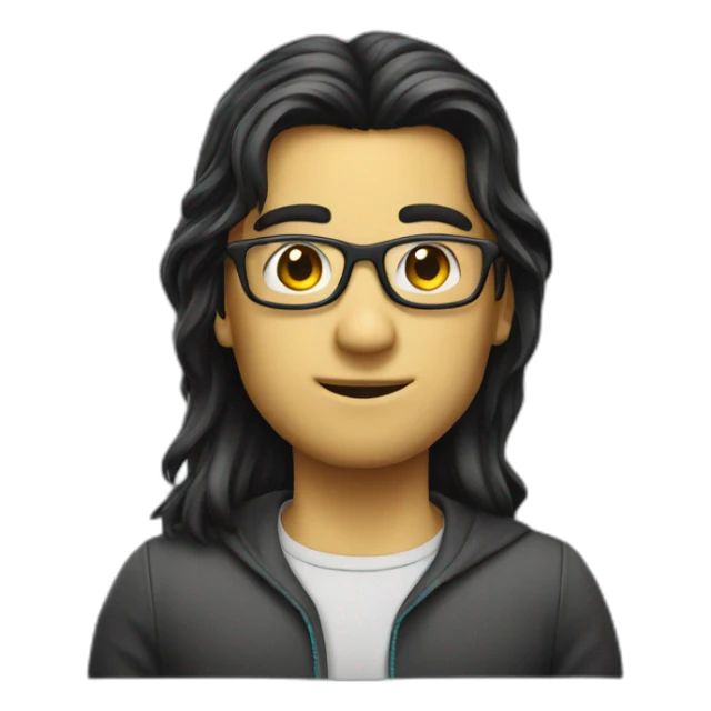 nerd emoji with black long hair only face sticker