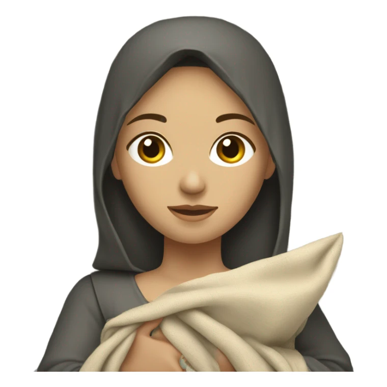 young medieval woman holding a large open cloth sticker