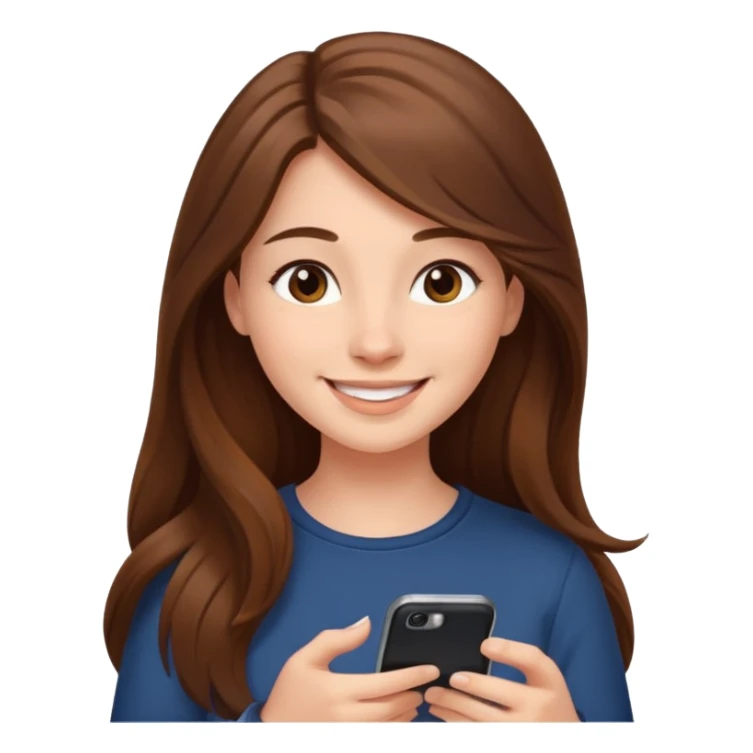 young woman scrolling on her phone @emoji sticker