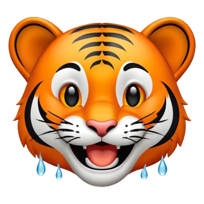 laughing tiger face with tears of joy for Twitch emote sticker