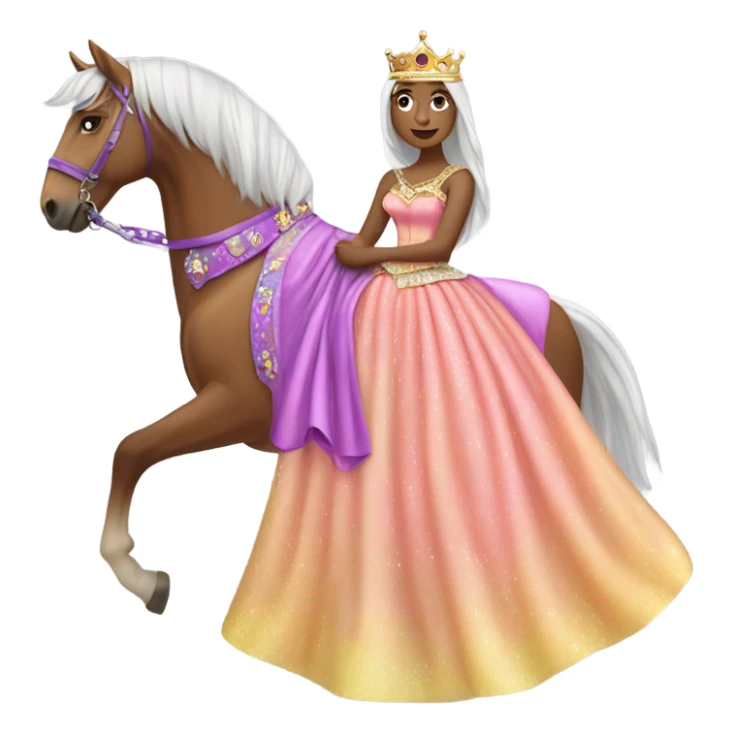 Horse wearing a princess dress and crown sticker