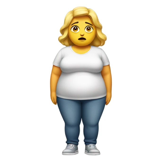 fat woman full body looking concerned sticker