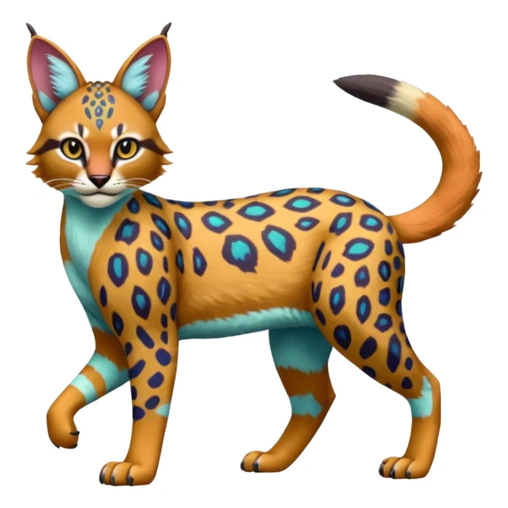 Colorful Bobcat-Caracal-Leopard-Genet-Pokémon-Digimon-Fakémon-fusion-hybrid-creature sticker
