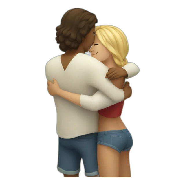 young metis Man and white woman hug love at the beach sticker