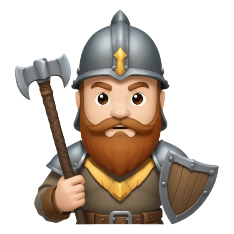 gimli the dwarf, brown beard, gray metal helmet, battle axe, no shield sticker