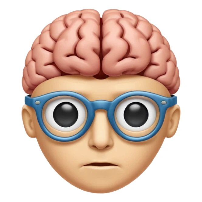 CEREBRO ANIMADO SEÑALANDO, USA LENTES sticker