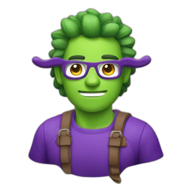 Marciano con cuernos de color verde y morado sticker