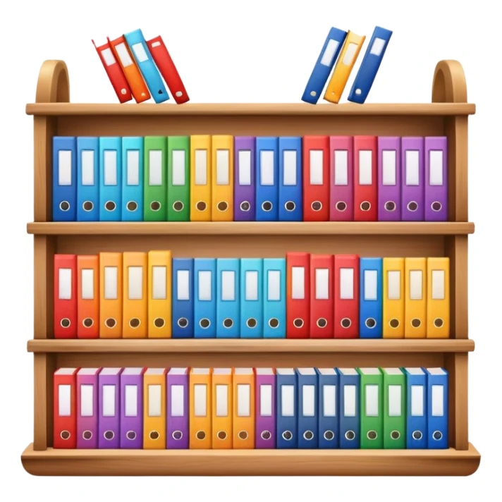 colorful books neatly arranged in a row on a shelf sticker