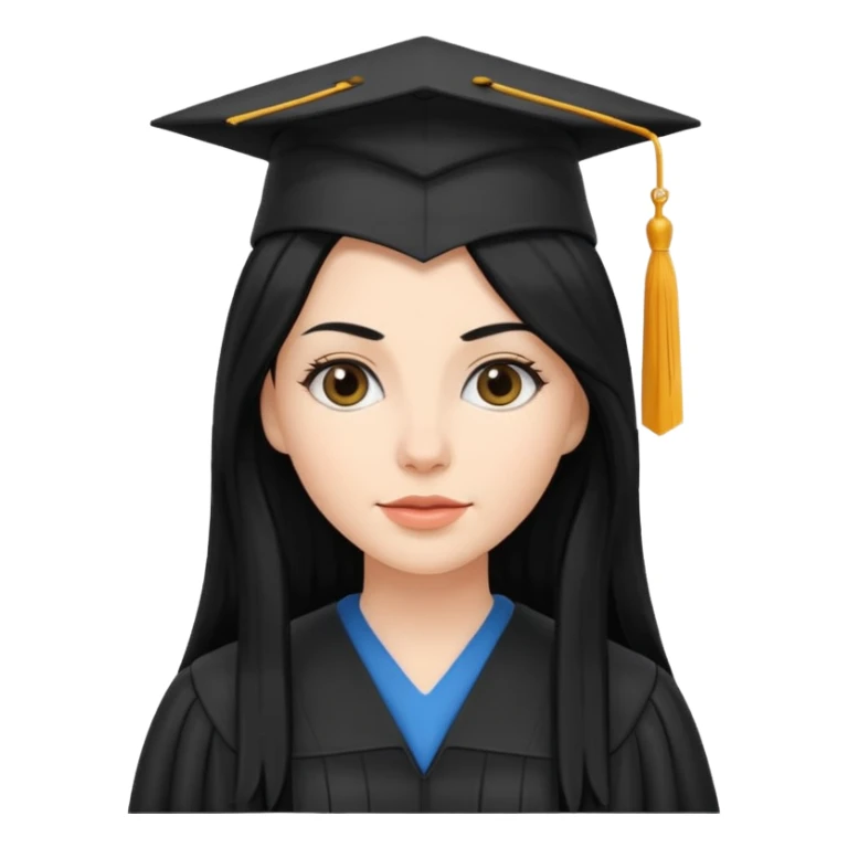 white woman graduate with long black hair sticker