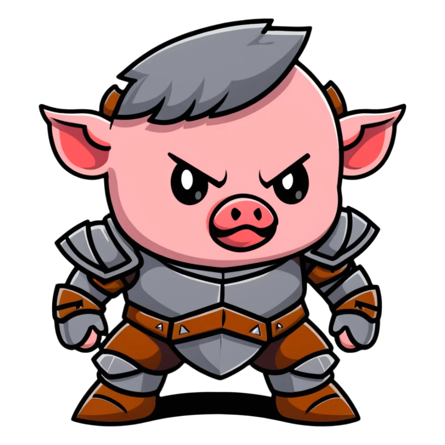 angry Minecraft baby Piglin in leather armor sticker
