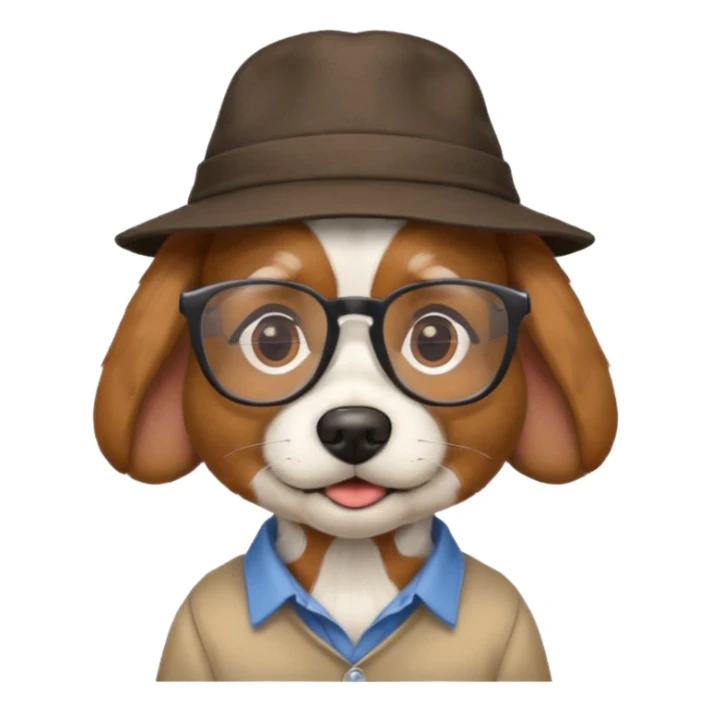 glasses and hat dog with shirt sticker