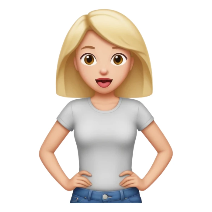 person emoji with tongue out, hands on hips, sassy playful expression sticker