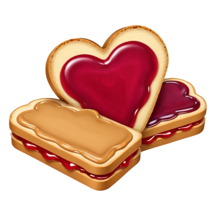 peanut butter and jelly, and between them a heart sticker