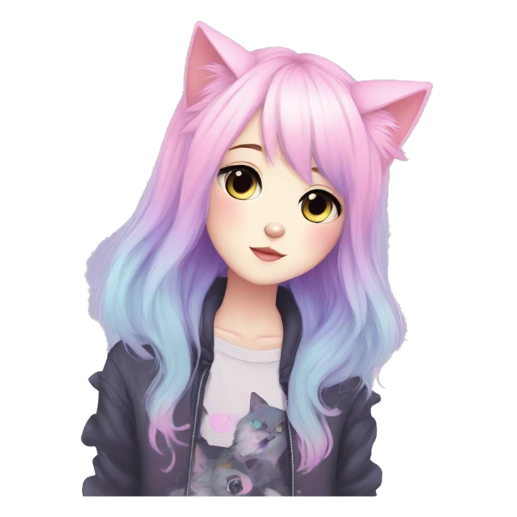 Gorgeous Cute Edgy Pastel Gradient Beautiful Anime Emo CatLady sticker
